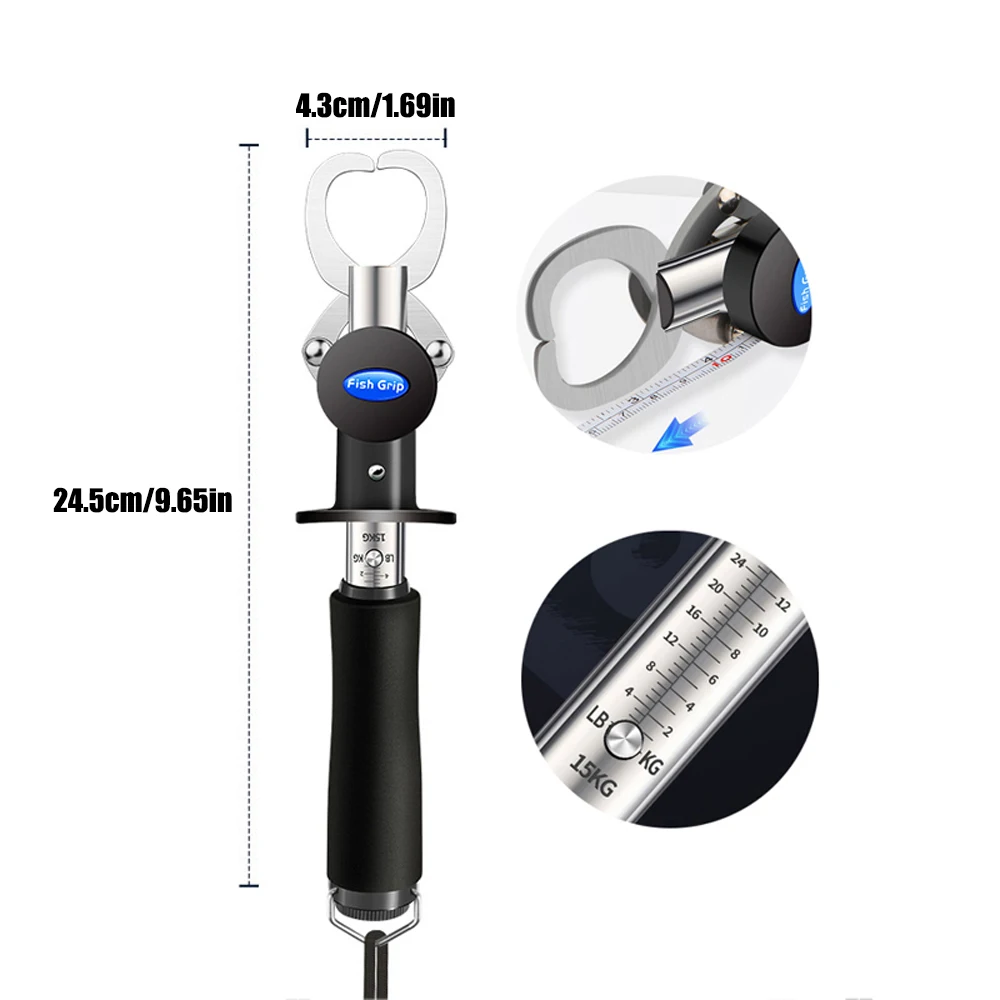 Pinza de pesca de acero inoxidable 304, controlador de pescado portátil, agarre profesional para peces, recogedor de labios, alicates plegables, equipo - imagen 3