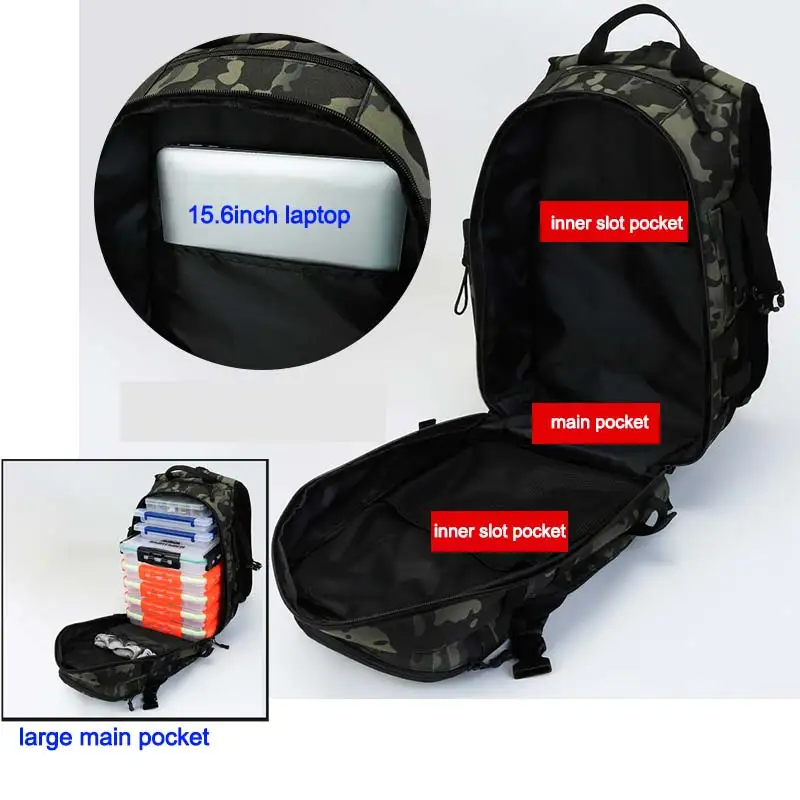 Bolsa con caja para caña de pescar para hombre, mochila para acampar y escalar, caza, multifunción, táctica militar, bolso de hombro para pesca - imagen 3