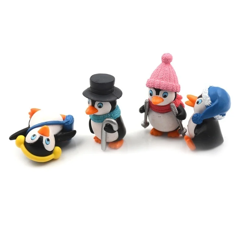 4 unids/set DIY manualidades Mini pingüino de invierno figura en miniatura figuras de Navidad para gnomos de jardín de hadas decoración de terrarios de musgo - imagen 4