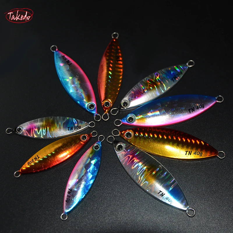 TAKEDO TN003 señuelo tipo anzuelo de agua salada plantillas de paso lento 20G 30G 40G pecking lento fundición Jigging cebo cuchara señuelos de Metal para trucha atún - imagen 5