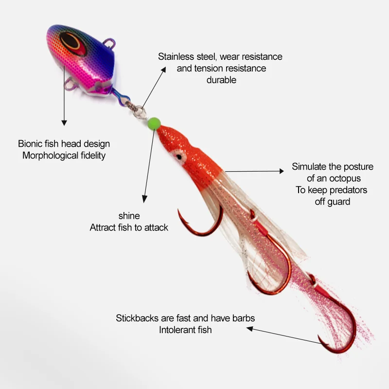 Anzuelos de cuerda de cabeza JIG ZYZ, 100g, 150g, 200g, 250g, combinación de pulpo suave luminoso, anzuelo BKK, aparejos de anzuelos de pesca para barcos de agua salada - imagen 4