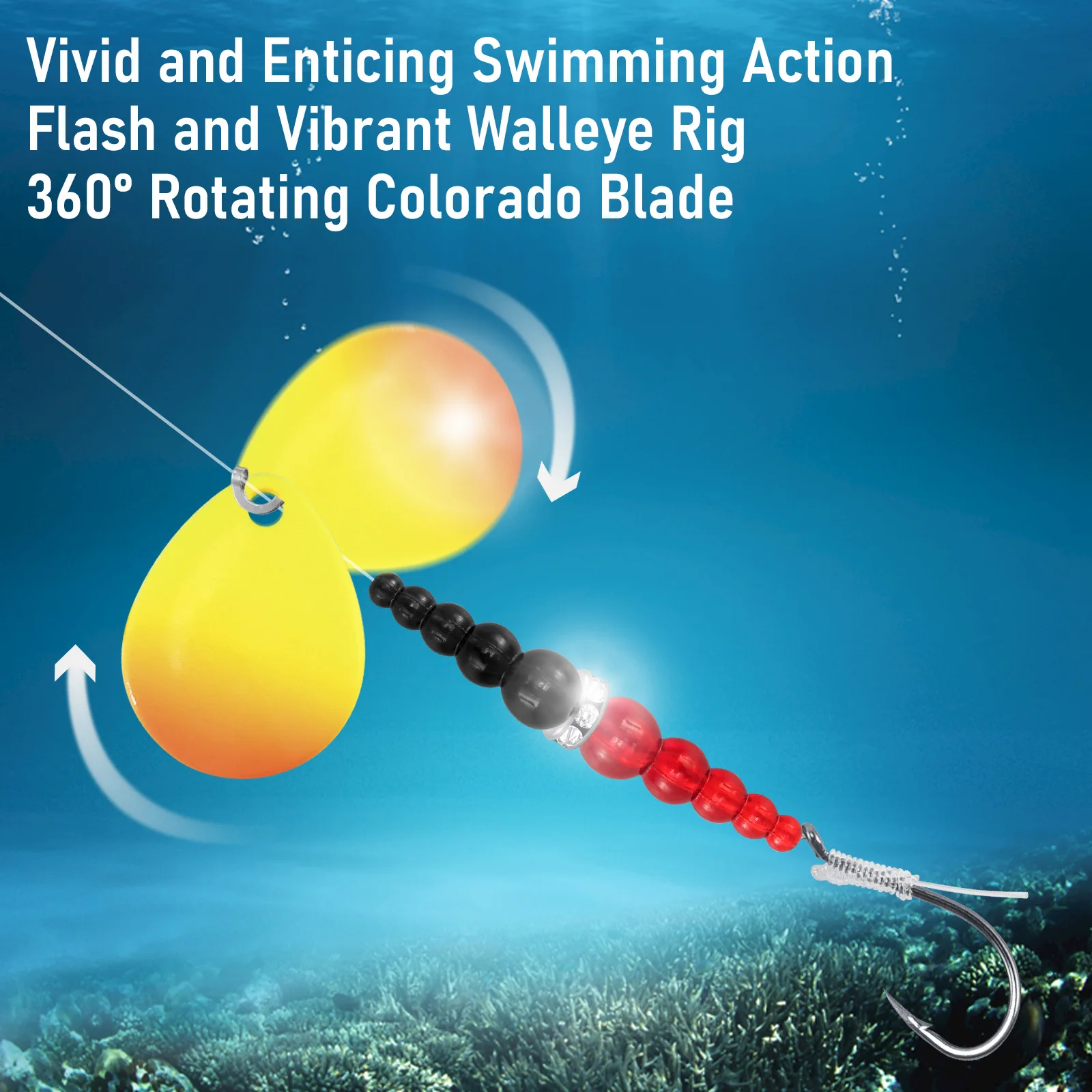 3/5pcs Walleye Rig Crawler Harness Walleye Spinner Rig Colorado Blade Stacked Fishing Bead Trolling Rig for Kokanee Trout Salmon - imagen 3