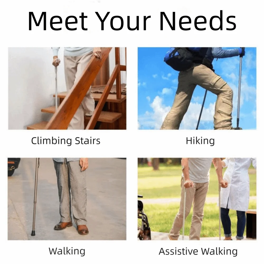 Bastones de Trekking al aire libre de aluminio ultraligeros, cerraduras ajustables rápidas, bastones para caminar plegables, personal de vadear telescópico EVA para hombres - imagen 5