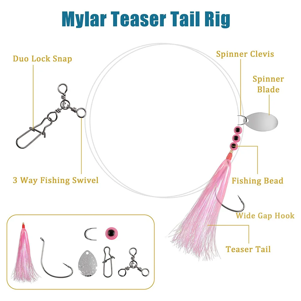 Caja de aparejos de pesca de agua salada, 185 piezas, Flounder Fluke, aparejos de pesca, hojas de sauce, Bucktail, Mylar, accesorios para hacer señuelos - imagen 3