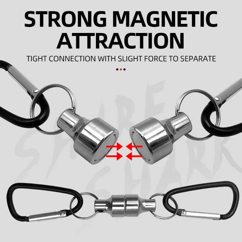 Herramientas de pesca, llavero magnético de liberación de red, Retractor de red de pesca con mosca, imán, soporte de Clip de Metal, aparejos de pesca, 2 uds. - imagen 2