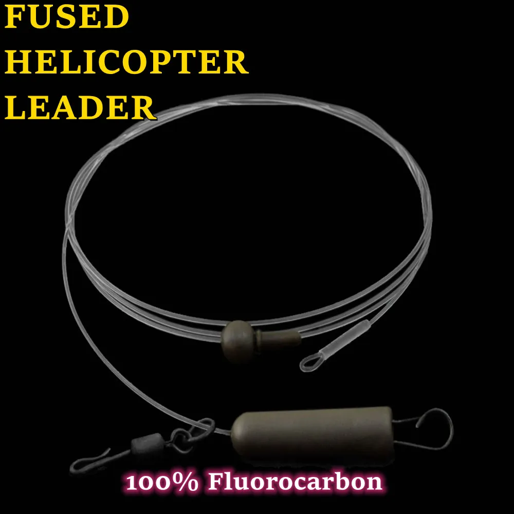 Líder de pesca de carpa 100% material de fluorocarbono helicóptero fundido para cables de carpa Camping Peche carpe