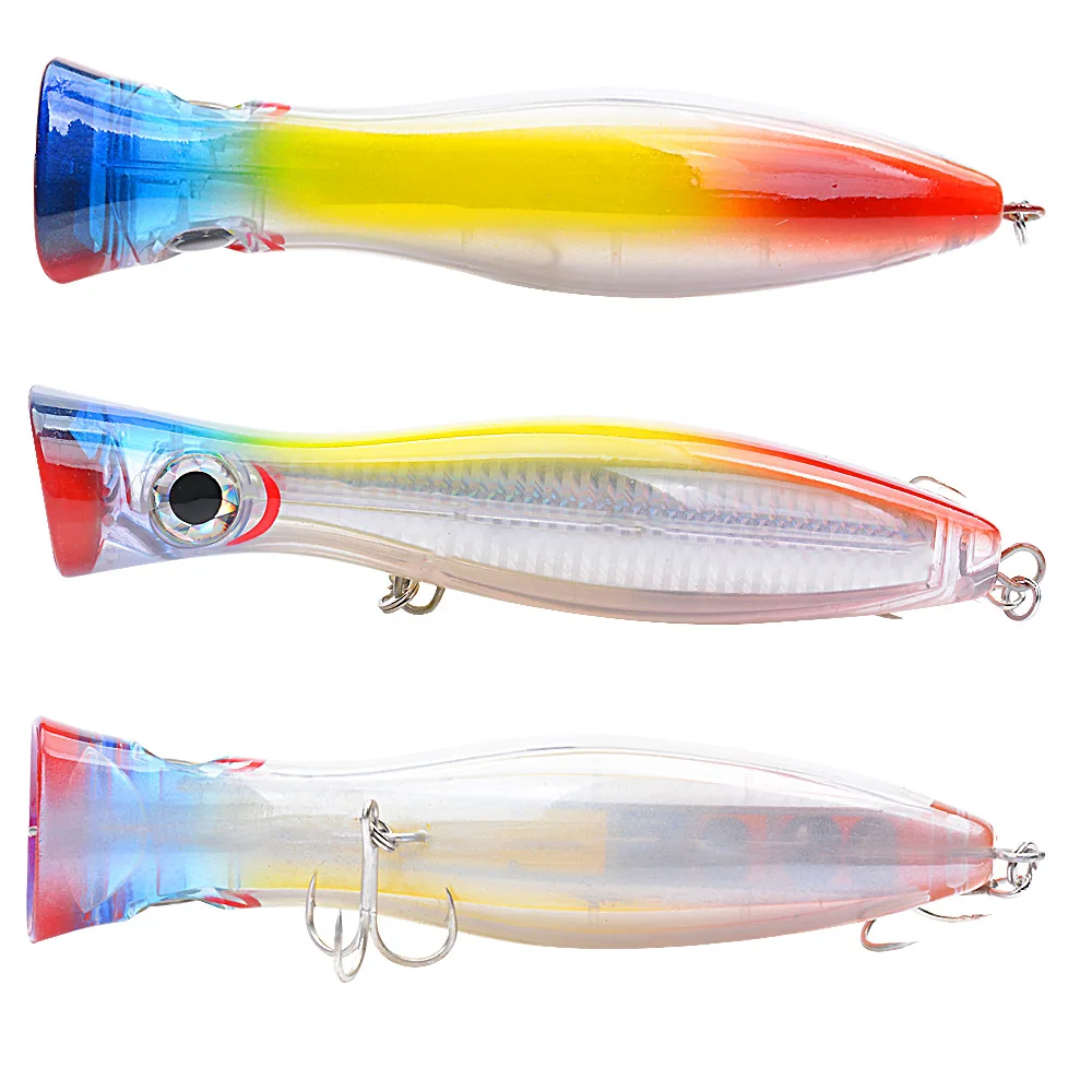 Innovadores señuelos de pesca Popper Bait Topwater de 16cm/80g con acción emergente y cuentas de sonajero para máxima potencia para atraer peces - imagen 5