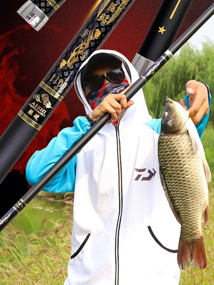 Caña de pescar de fibra de carbono dura, caña de pescar telescópica de alta calidad, 8M, 10M, 12M, 14M, 15M, 16M - imagen 5