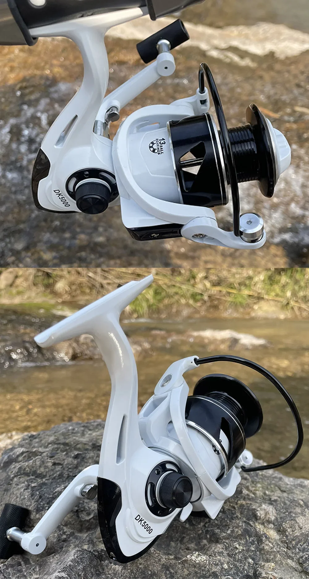 Descubra el diseño elegante y la funcionalidad de este carrete de pesca de alta calidad