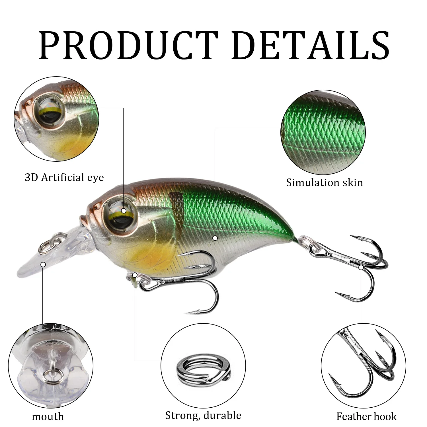 1 Uds. Señuelos de pesca Minnow 6cm 6,2g Topwater Crankbait cebo duro Artificial Wobbler Bass Japón cebo de pesca - imagen 3