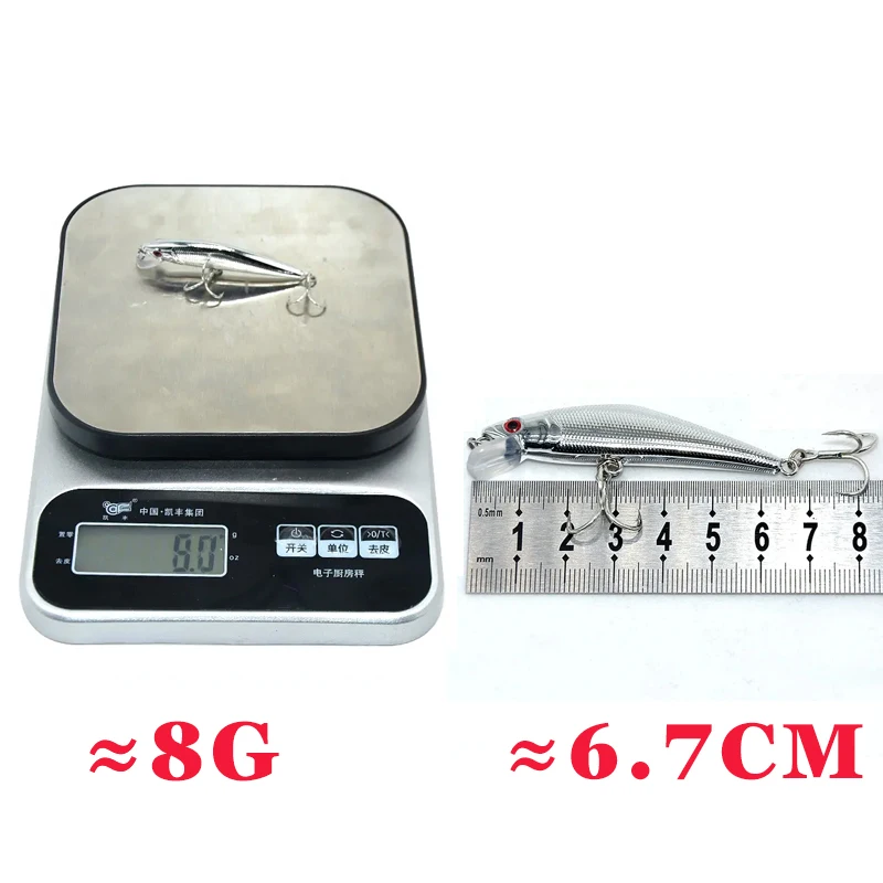 TAKEDO FF01 pececillo hundido 6,7 CM 10G 8G Señuelos de pesca serie de plata galvanizada cebo Artificial Teaser Wobblers para Lucio - imagen 4