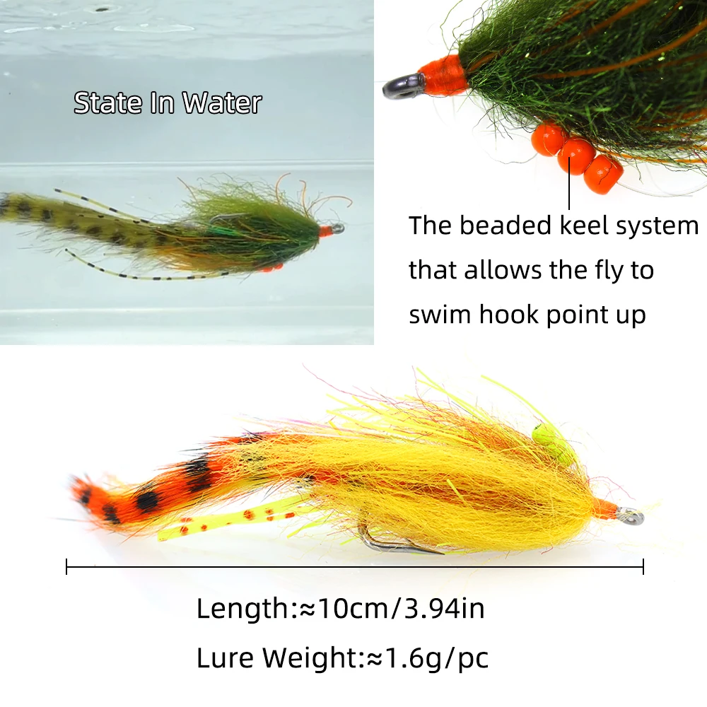 2 uds 2/0 gancho de acero inoxidable Avalon camarones mosca tira de liebre Zonker Streamer señuelo de pesca de agua salada para Tarpon Bonefish permiso - imagen 5