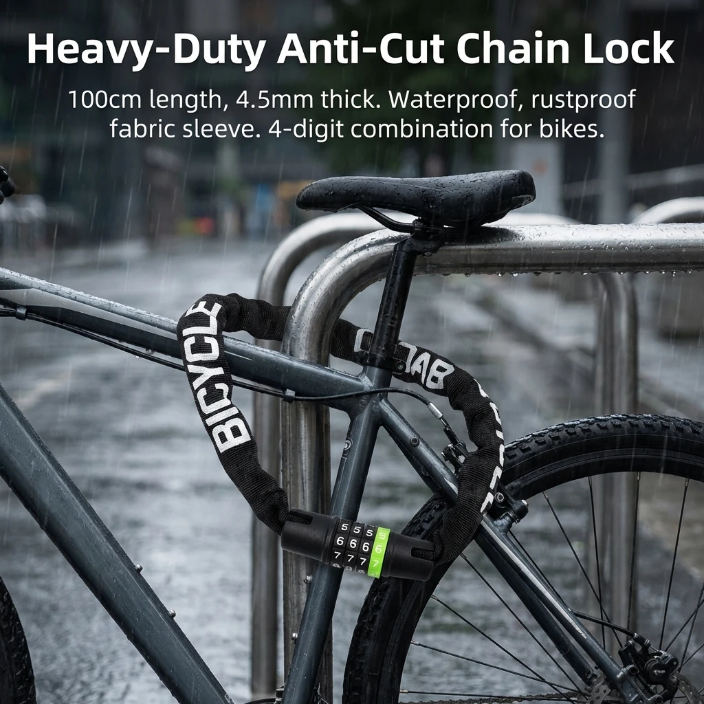 Candado cadena bicicleta resistente e impermeable con cubierta