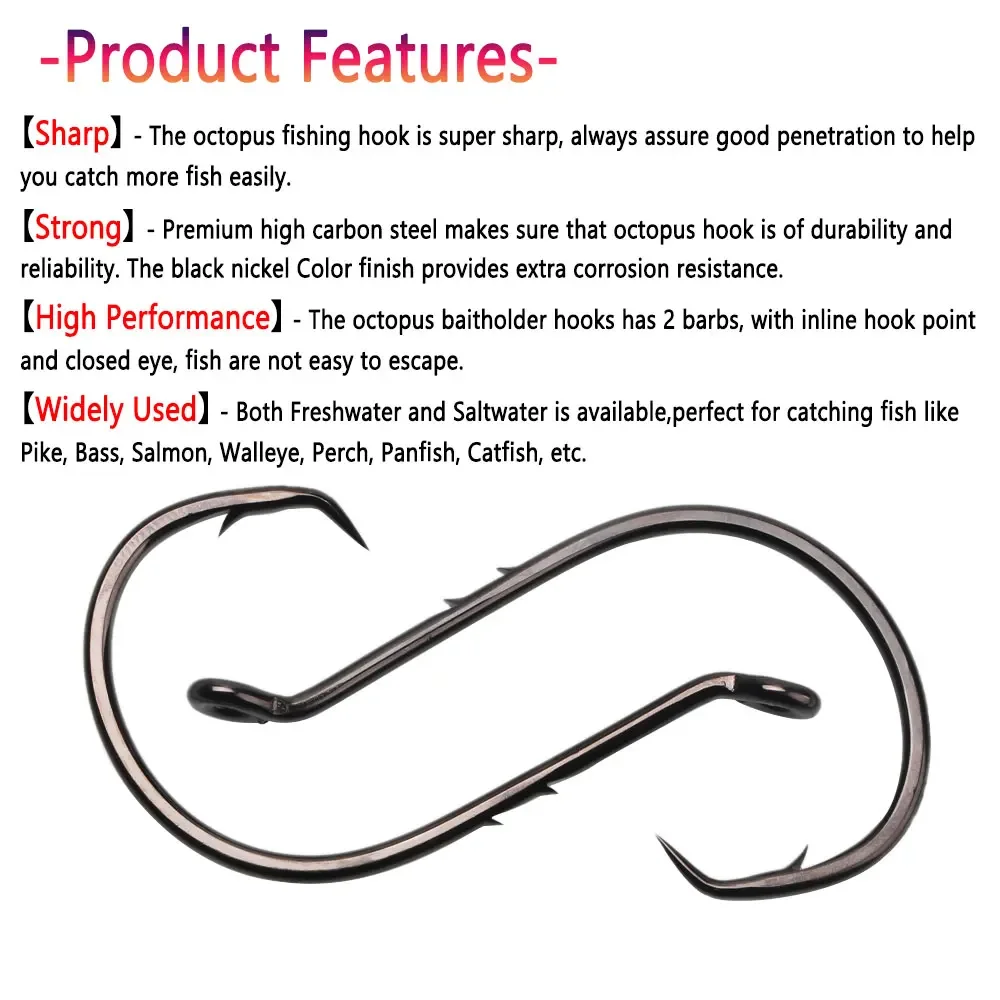 Señuelo de pulpo de acero de alto carbono, anzuelos circulares con púas, plantilla de pesca, Lucio, bagre, aparejos de pesca en el mar, 20 piezas - imagen 4