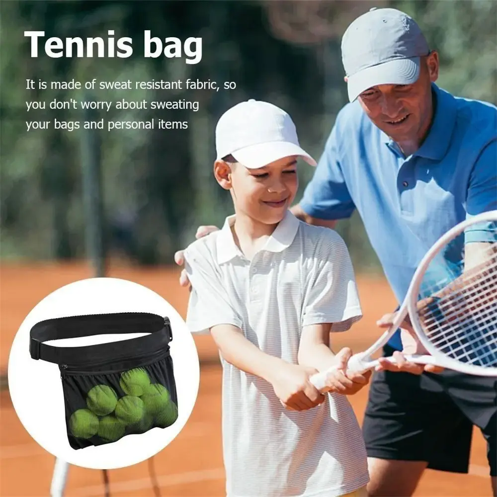 Bolsa de transporte para pelotas de tenis, cinturón ajustable, bolsa de almacenamiento multifunción, suministros de tenis, riñonera para deportes al aire libre - imagen 3