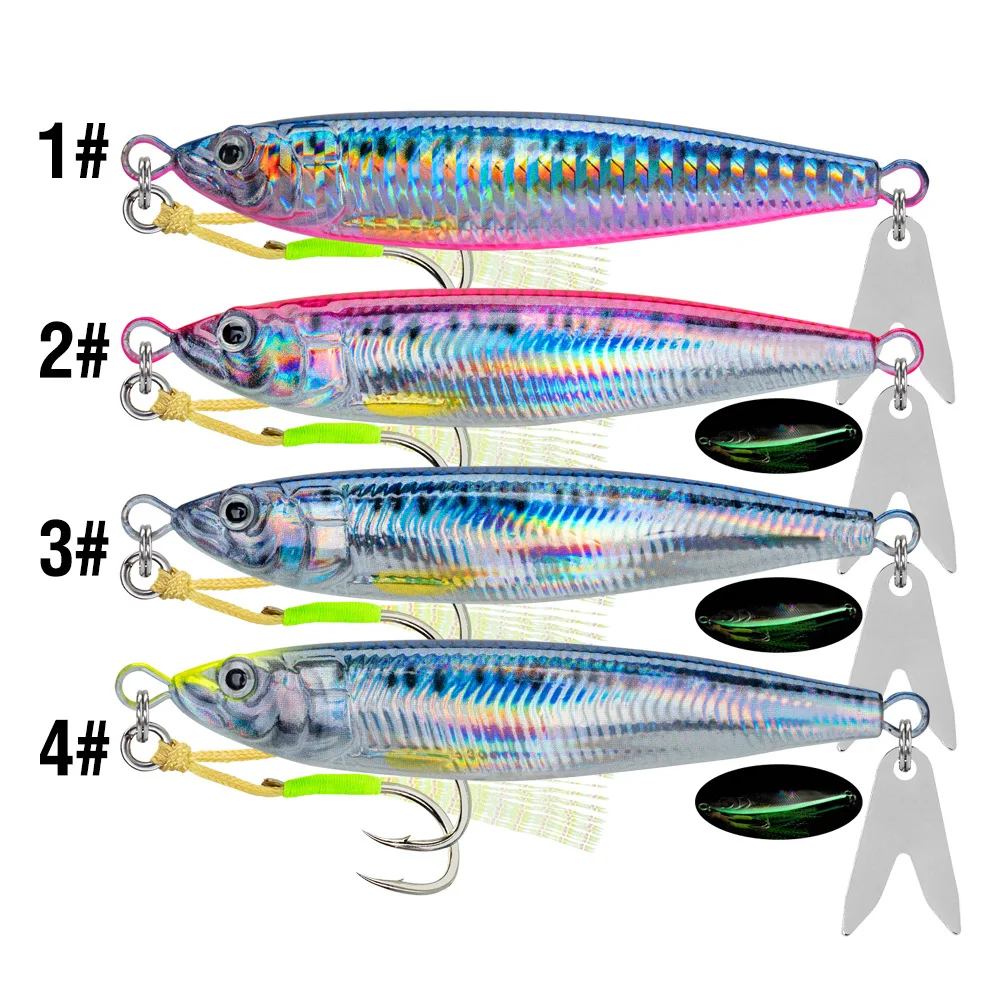 SeaYolo, 1 unidad, plantilla de Metal con placa de hierro, cebo luminoso de 20g, 30g, 40g, 60g, 80g, cebo que se hunde, señuelo de pesca de fundición de tierra de agua salada con ganchos - imagen 4