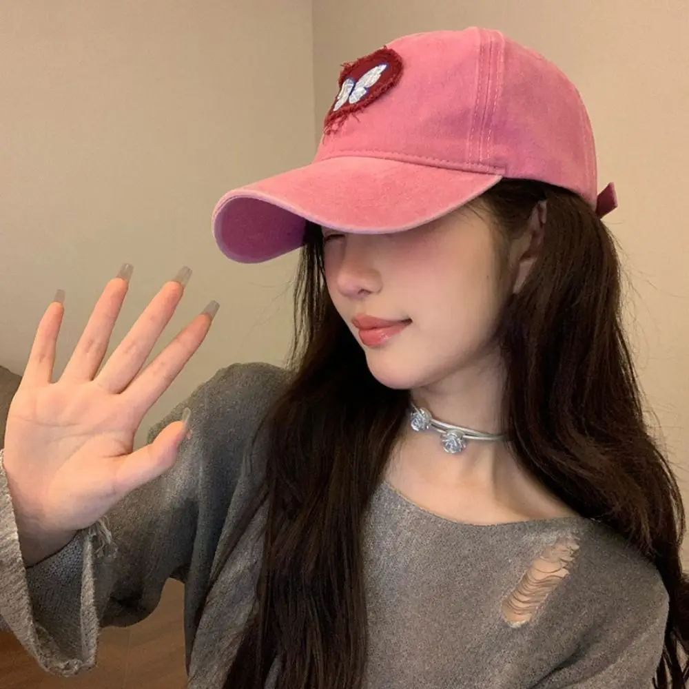 Accesorios de ropa Gorra de béisbol bordada Sombrero de béisbol de algodón de mariposa Gorra con visera de dibujos animados simple y delgada Primavera/Verano - imagen 2