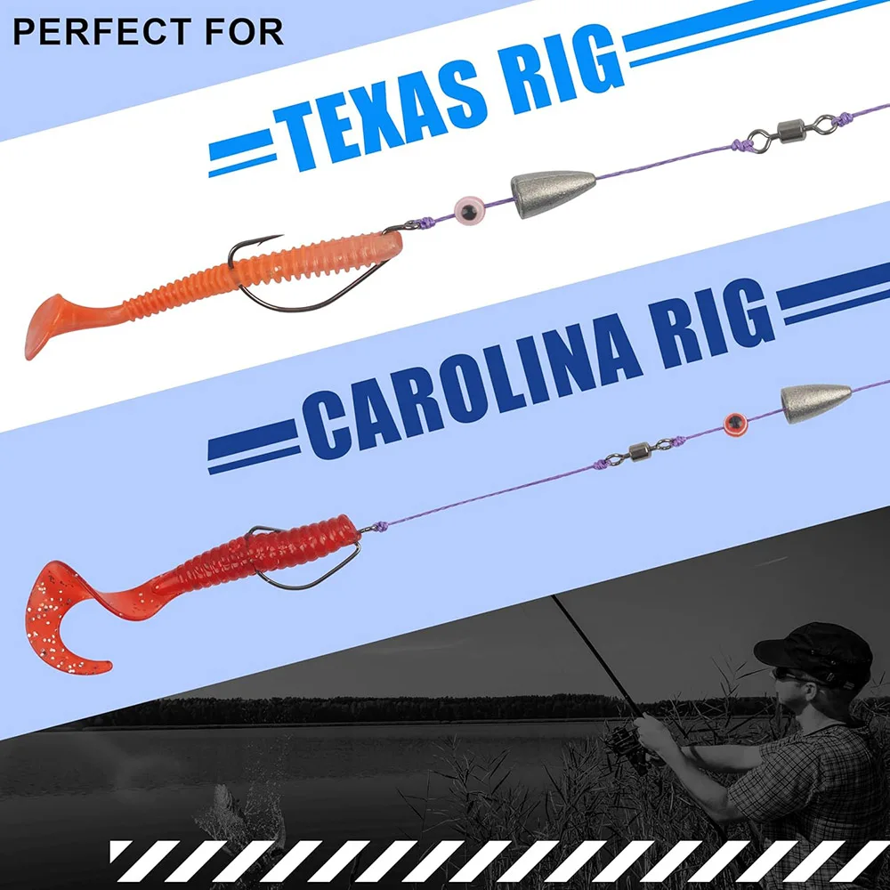 50 Uds. De plomos de pesca tipo bala, Kit de pesas de gusano, surtido de plomos deslizantes para pesca de lubina, aparejos de pesca Carolina Texas - imagen 3