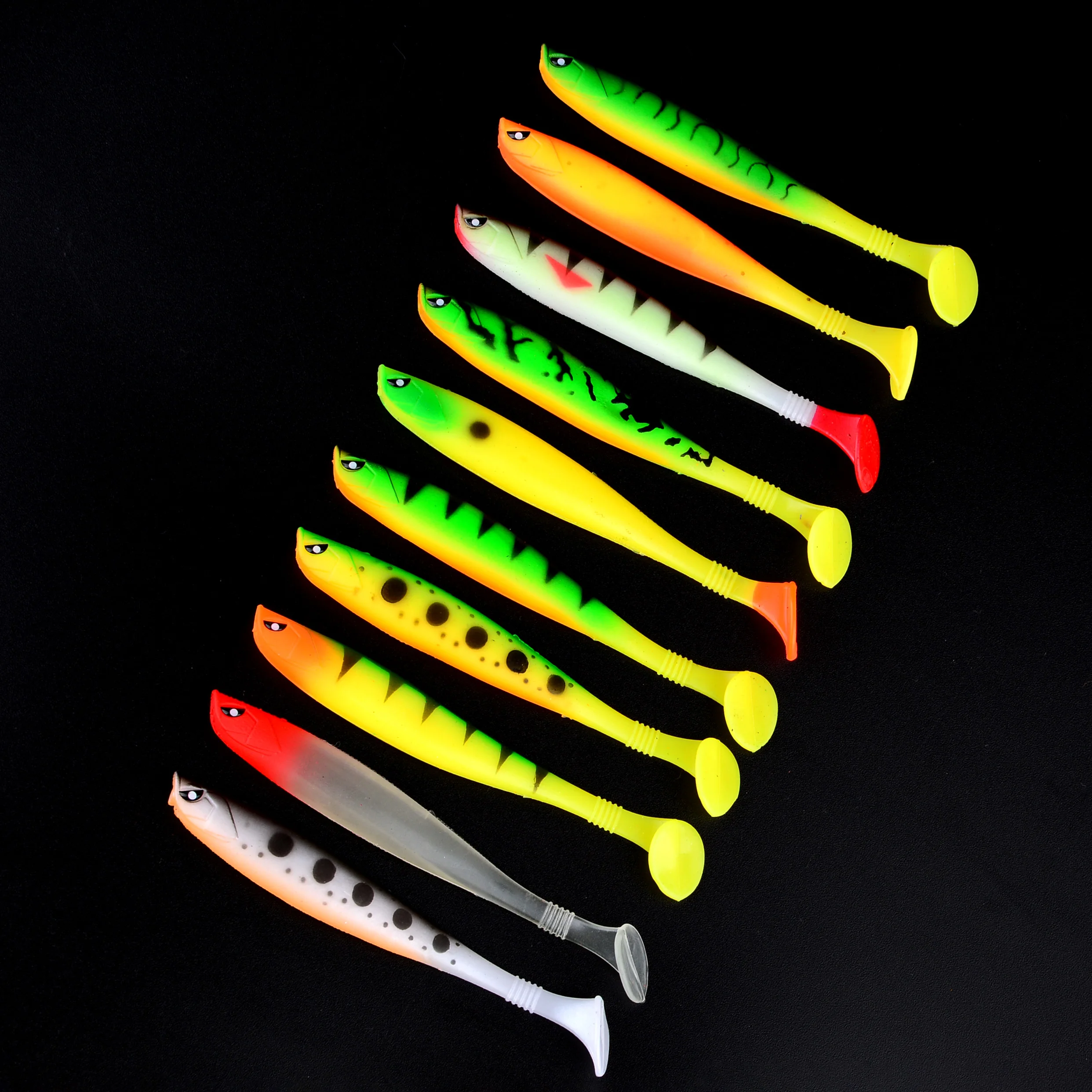 10 Uds. Señuelos blandos de gusano Jig Wobblers para carpa, lubina, Swimbait, pesca, cebo suave Artificial - imagen 5