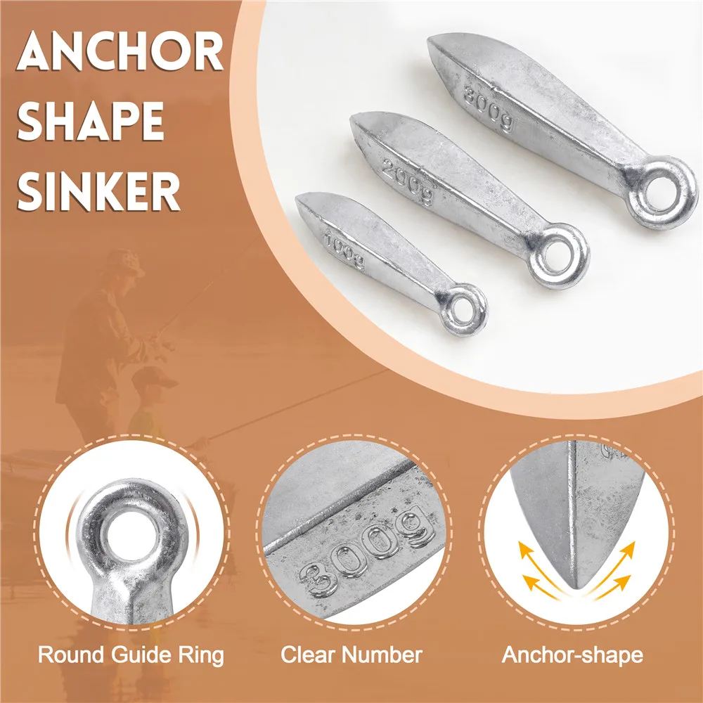 Plomo de pesca en banco de 100/200/300g, pesas fundidas de tiro largo, plomos de pesca de agua salada para atún, tiburón, juego grande, aparejos de pesca - imagen 4