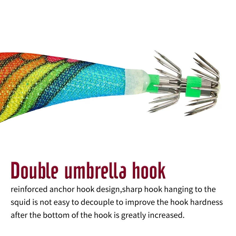 Señuelo luminoso de calamar para pesca, anzuelo de madera para camarones, plantillas de plomo, pulpo, plantilla de mar, juego de cabeza, señuelo de pesca, anzuelos de calamar 3,5 #   13cm 20g - imagen 5