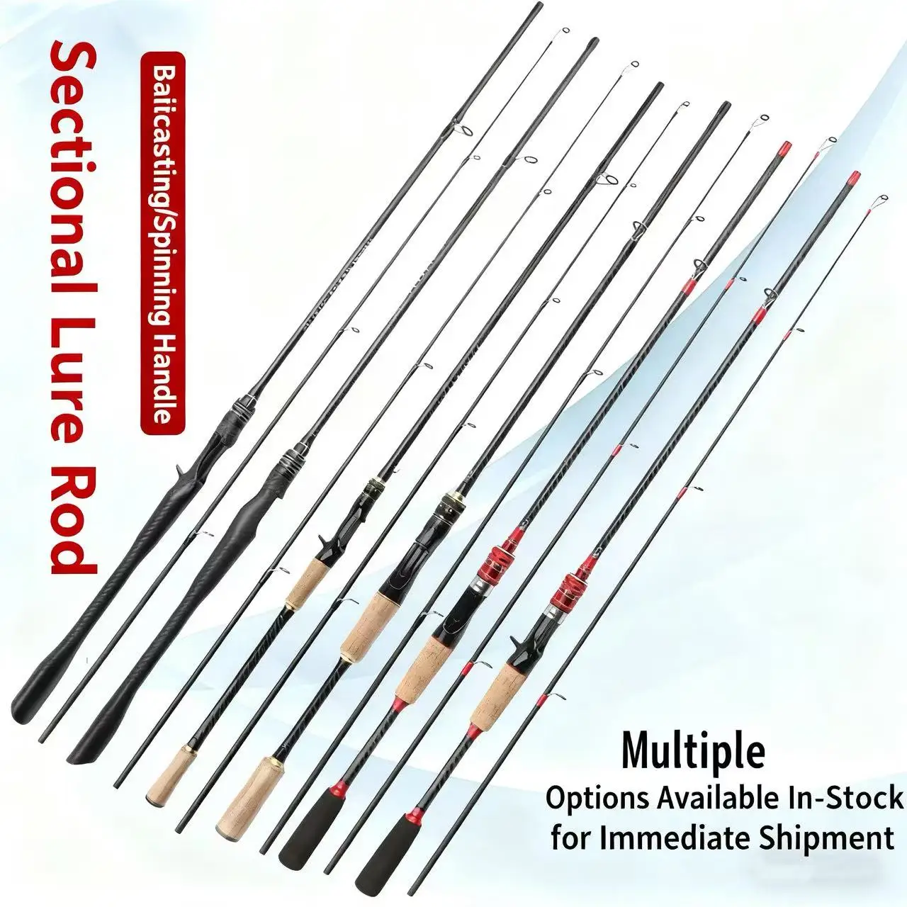 Caña de pescar giratoria ML, caña de pescar dura de acción, mango recto, caña de unión de dos piezas para equipo de pesca de agua dulce y salada