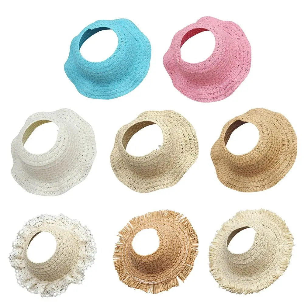 Moda para 17CM para sombrero tejido reemplazo sombrero de pescador DIY hecho a mano sombrero de paja muñeca