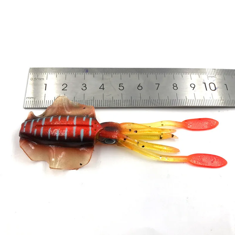 Cebo suave de calamar luminoso de 10cm, cebo de simulación de pesca en el mar, cebo falso de pulpo, señuelo de calamar suave, 2 uds. - imagen 3
