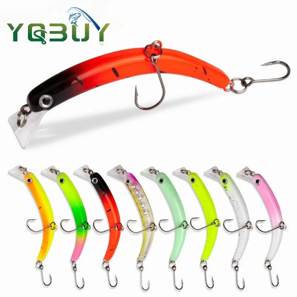 Señuelo de pececillo de pesca, 6,3 cm/3,5g, hundimiento lento, parte trasera curvada, doble gancho, cebo duro para lubina de agua dulce, cebo biomimético