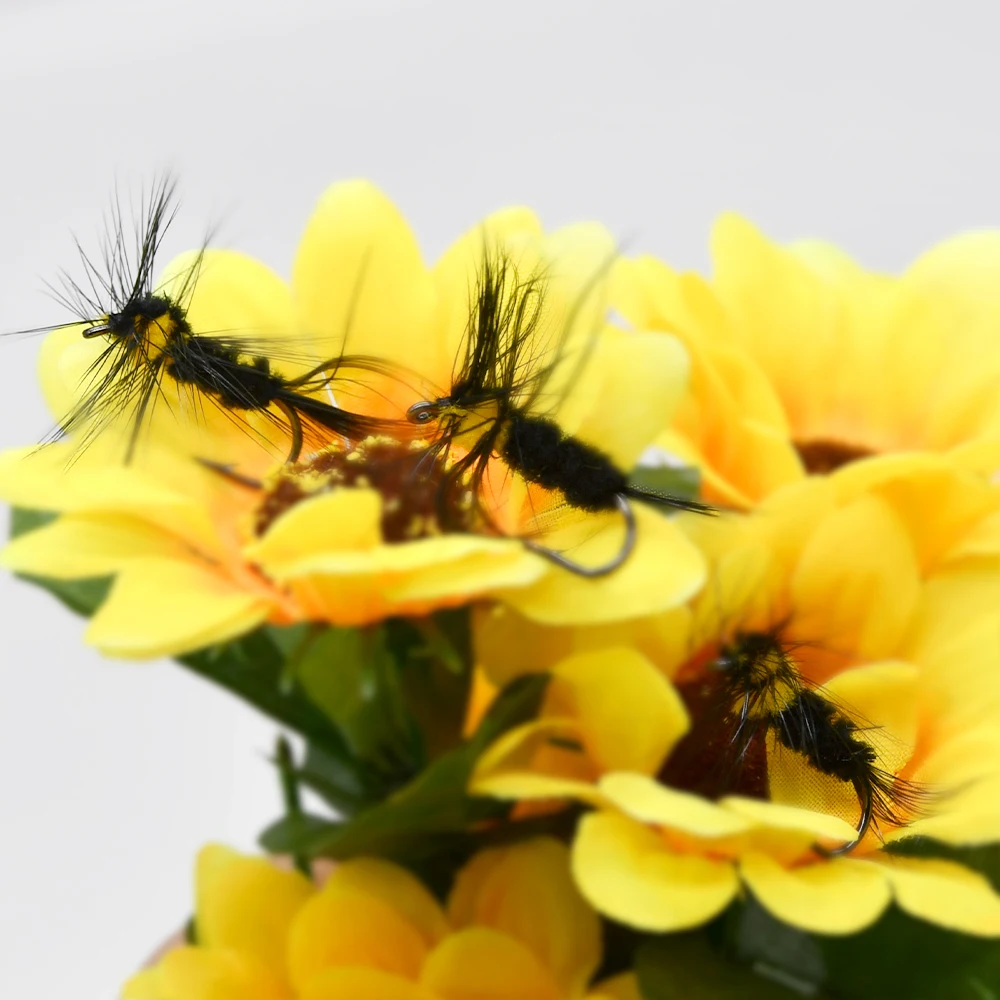 MNFT-10 piezas 6 #, cola de abeja, mosca Artificial, avispa amarilla y negra, cebo de pesca, moscas, trucha, pesca al aire libre, señuelo de insectos falsos - imagen 5