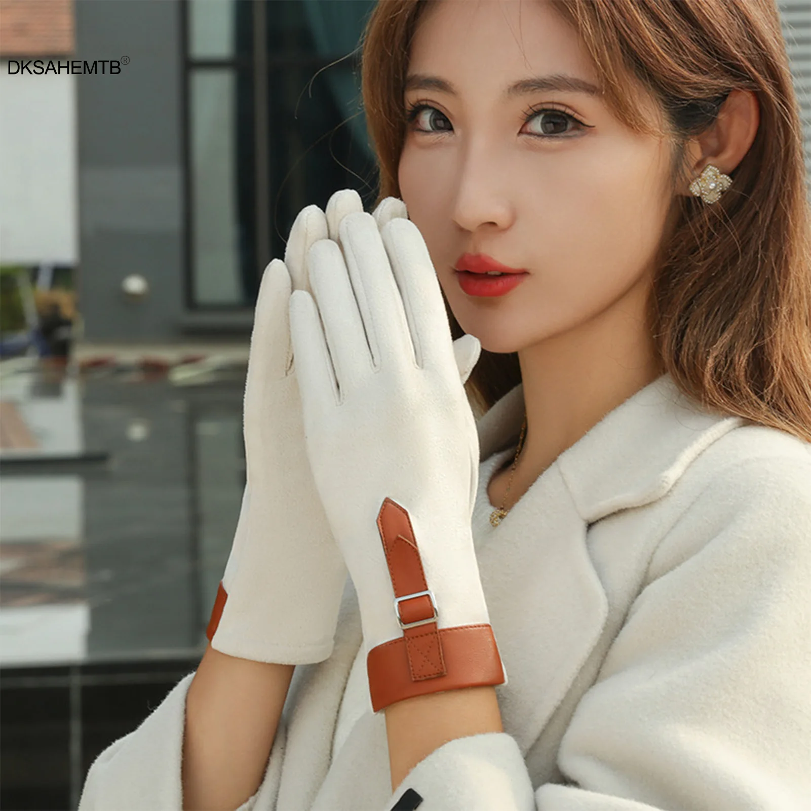 Guantes cálidos para ciclismo de invierno para mujer, guantes gruesos de felpa con dedos completos para pantalla táctil, ciclismo, esquí, viajes, mitones a prueba de viento - imagen 3