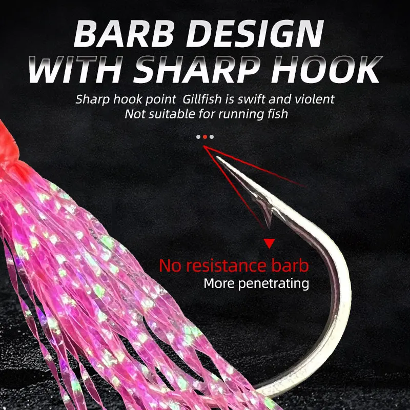 10 unids/bolsa plumas de caballa noctilucina lubina bacalao aparejos de pesca de agua dulce aparejos de mar Señuelos de Pesca triples aparejos Sabiki - imagen 3