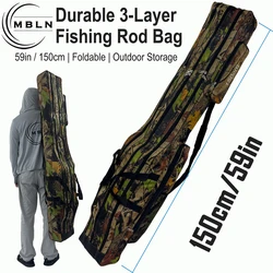 Bolsa plegable para caña de pescar camuflaje – 3 capas con bolsillos