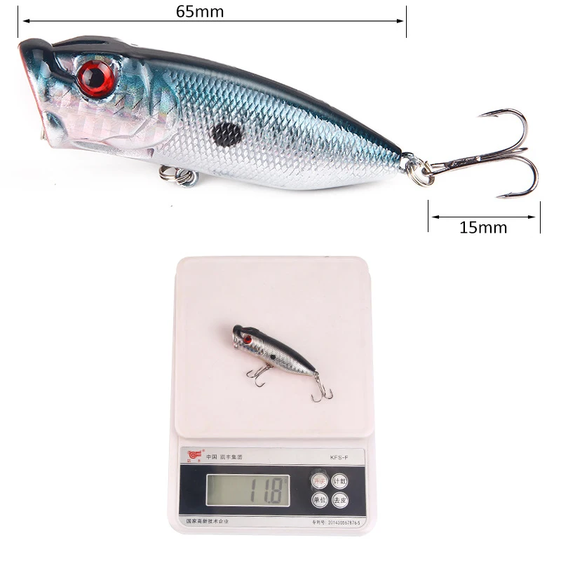 1 Uds. Señuelos de pesca con ojos 3D 6,5 cm 13g cebo Popper cebo duro Artificial Crankbait Jigbait Wobblers Lucio perca aparejos de pesca - imagen 5