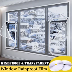 Personalizar la ventana del hogar pantalla a prueba de viento invierno mantener caliente película transparente cortina de puerta con cremallera película térmica autoadhesiva