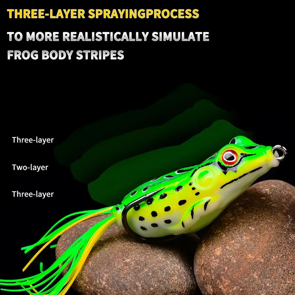 Juego de cebos de pesca de rana con ojos 3d, 5 piezas, con caja de almacenamiento, 5g, 9g, 13g, 17,5g, anzuelo doble flotante, señuelo de pesca suave falso - imagen 3