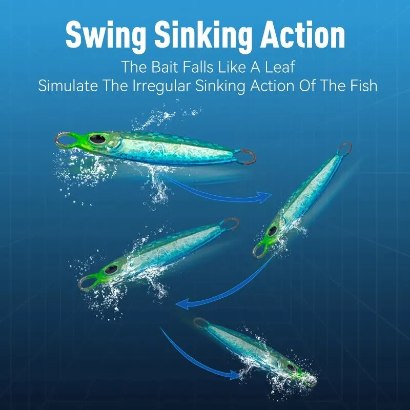 Kingdom-señuelos de pesca Jigging 2 piezas, 2g, 3g, plantilla de Metal con un solo gancho, cebo duro, accesorios de pesca - imagen 5