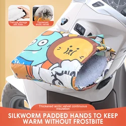 Guantes para manillar de ciclismo al aire libre, manoplas de felpa gruesas impermeables para invierno, guantes cálidos para manillar de motocicleta, bicicleta eléctrica y Scooter