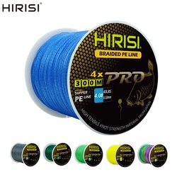 Línea de pesca de carpa Hirisi, línea de PE trenzada de 300M, 4 hebras, 15-50LB, accesorios de pesca multifilamento, línea de pesca suave