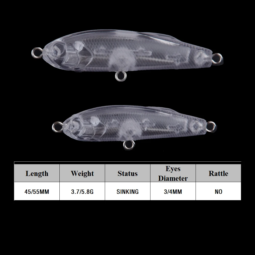 Chan'sHuang 30 Uds cebo en blanco sin pintar 3,7G/5,8G Mirco lápiz de hundimiento lento DIY señuelo de pesca Artificial - imagen 2