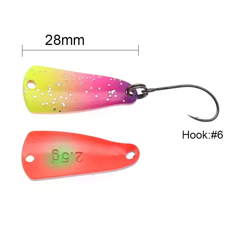Cebo de cuchara para trucha, 2,5g, 28mm, cebo duro de Metal de cobre, Señuelos de pesca, cuchara de corriente para perca de trucha - imagen 2