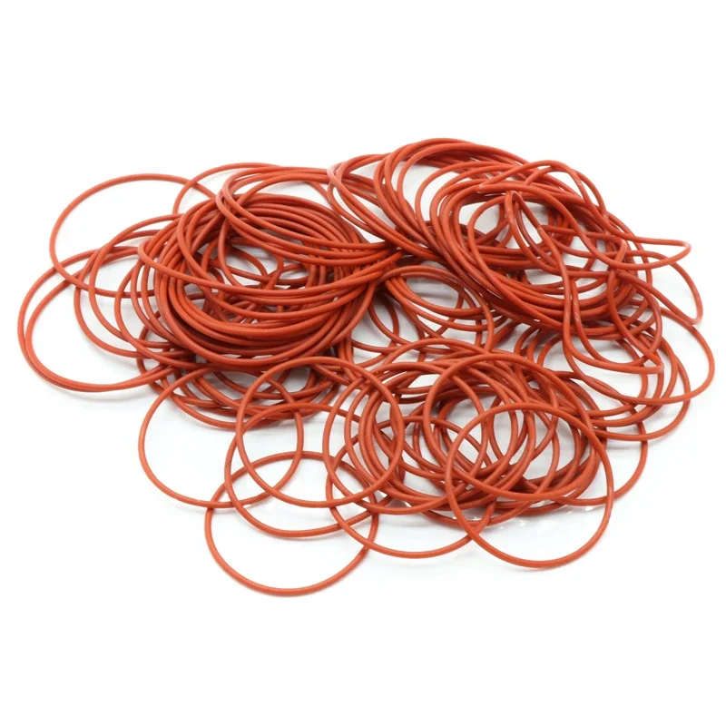 50 Uds VMQ junta tórica espesor CS 1mm OD 3 ~ 50mm caucho de silicona aislado arandela impermeable forma redonda no tóxico rojo - imagen 2