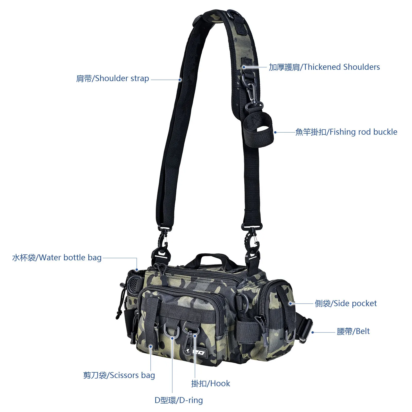 Bolsa Luga tipo 92, Kit de pesca de almacenamiento multifuncional, riñonera de un solo hombro, bandolera, accesorios para exteriores, equipo de pesca - imagen 5