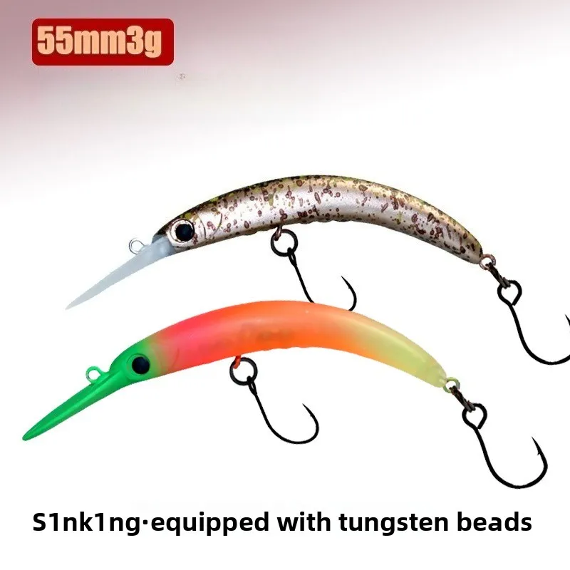 Cebos Mino doblados que se hunden, cebo duro de tiro lejano de 55mm, 3g, Crankbait de lubina de agua dulce, placa de lengua ancha, juego de mezcla de Señuelos de Pesca - imagen 2
