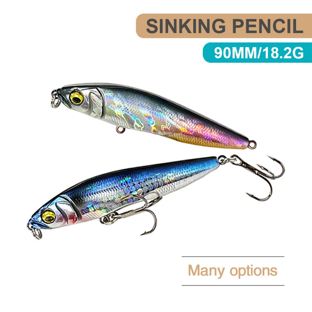 Señuelos de pesca de 9cm y 18,2g, cebo tipo lápiz que se hunde, Wobbler, cebo duro Artificial de fundición larga, Jerkbait, trucha, lubina, aparejos de pesca QBE141