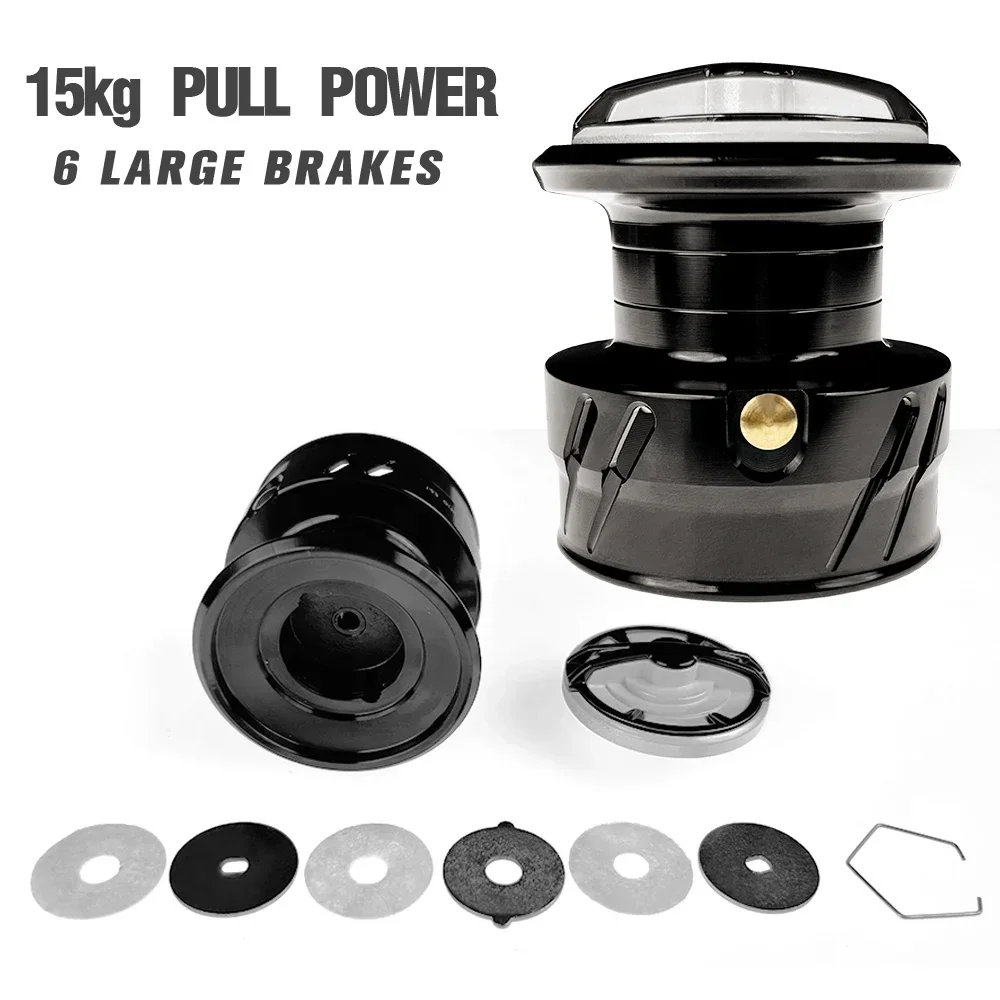 Carrete de Pesca giratorio 5,1: 1/5, relación de transmisión 5 + 1BB, rodamientos de acero inoxidable, arrastre máximo de 15kg, para carpa, agua salada y agua dulce - imagen 5