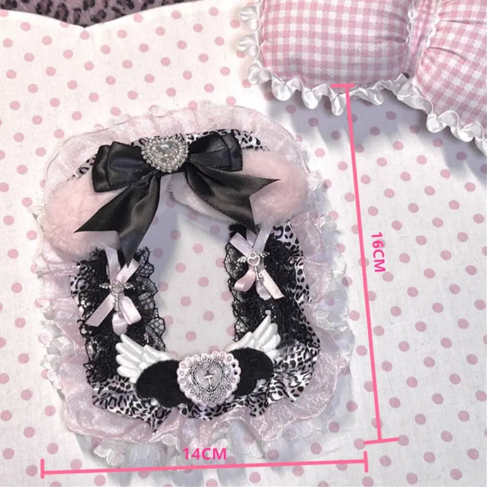 Nuevo Tarjetero con alas de Ángel, funda protectora de fotos de encaje, soporte para sesión fotográfica con lazo rosa de Anime - imagen 3