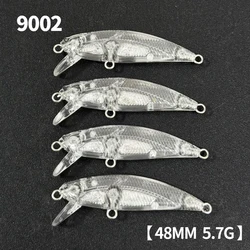 50 Uds. Señuelo de pececillo hundido sin pintar, 48mm, 5,7g, cebo de Pesca hundido, trucha de agua dulce, Lucio, señuelo de Pesca japonés