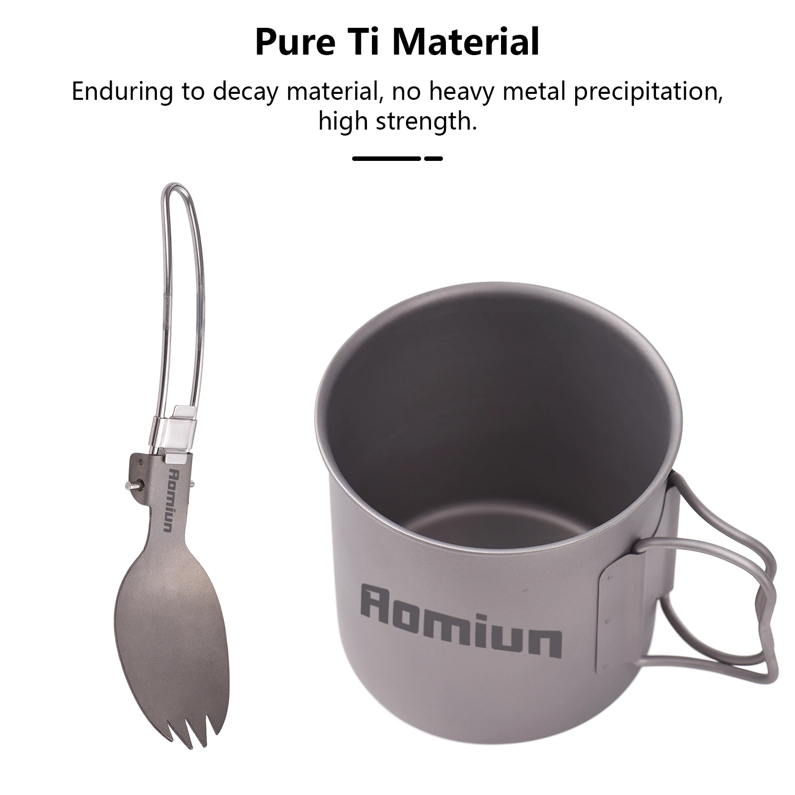 Juego de cocina para acampar Ti, 500ml, taza, tenedor, cuchara, estufa de Alcohol, parabrisas, juegos de cocina portátiles para acampar para 1 persona - imagen 4