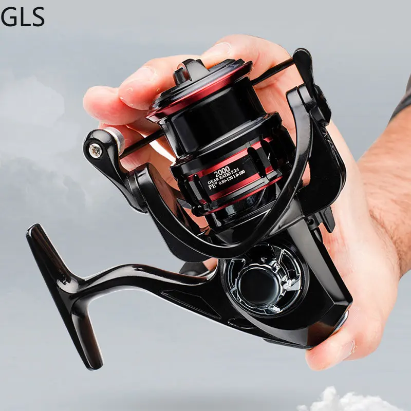 GLS-bobina de pesca pequeña de lubina de agua dulce 5,2: 1, carrete de Metal superpotente, carrete de pesca giratorio, mano izquierda/derecha, 5 + 1BB - imagen 5